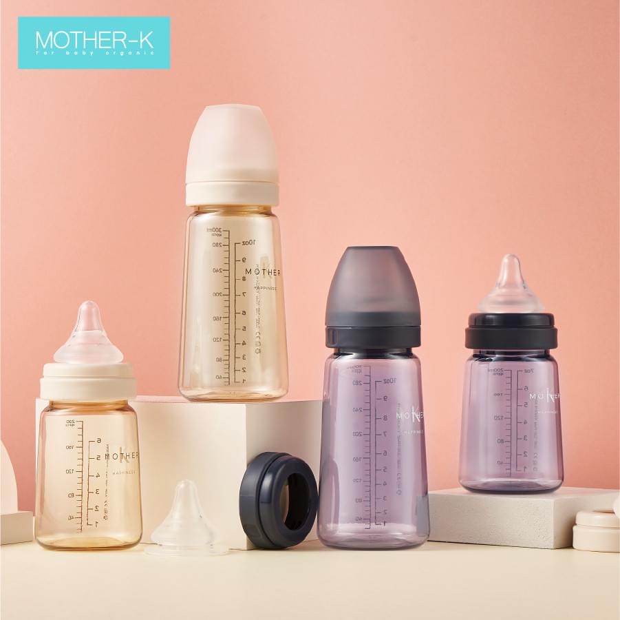 BÌNH SỮA MOTHER K BASIC BẢN 2021 DUNG TÍCH SIZE 300ML, CHẤT LIỆU NHỰA PPSU CAO CẤP AN TOÀN CHO TRẺ SƠ SINH, CAM KẾT HÀNG CHÍNH HÃNG