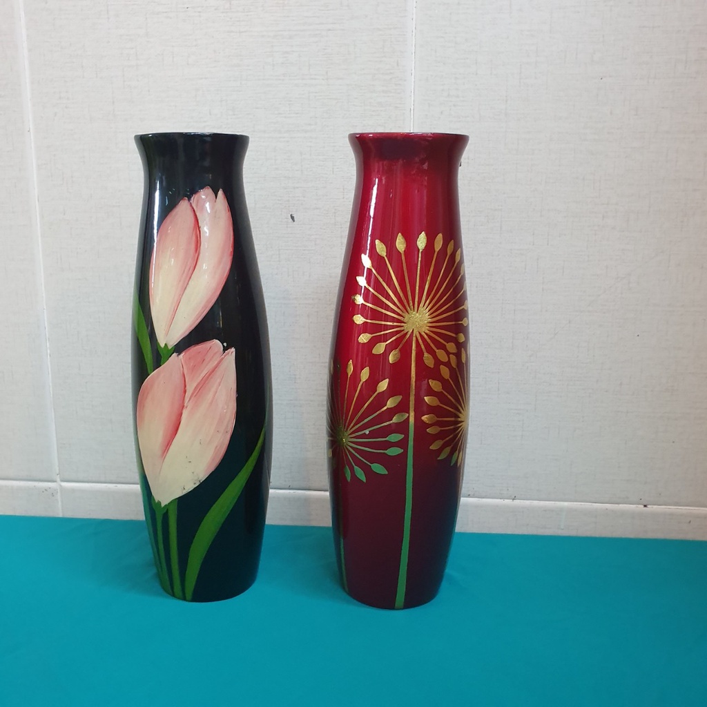Bình hoa sơn mài Thanh Bình Lê- Mã B60 size 25x9 cm hàng sơn mài cao cấp