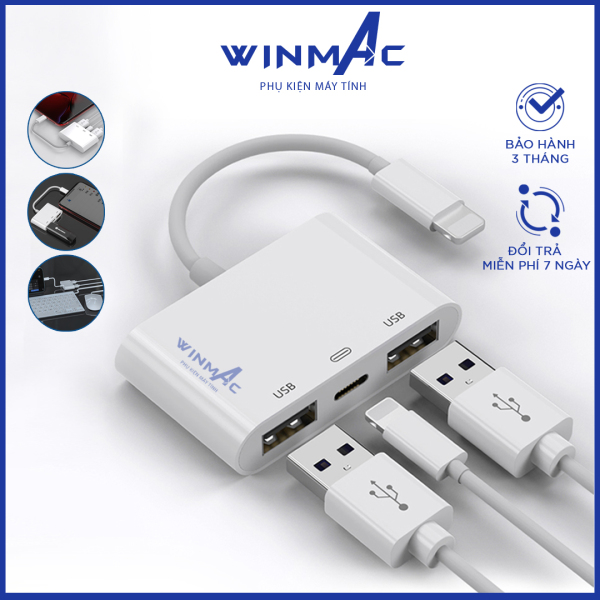 Bộ Chuyển Đổi Lightning sang USB - Otg lightning chia cổng USB cho iphone ipad tích hợp cổng sạc - Winmac