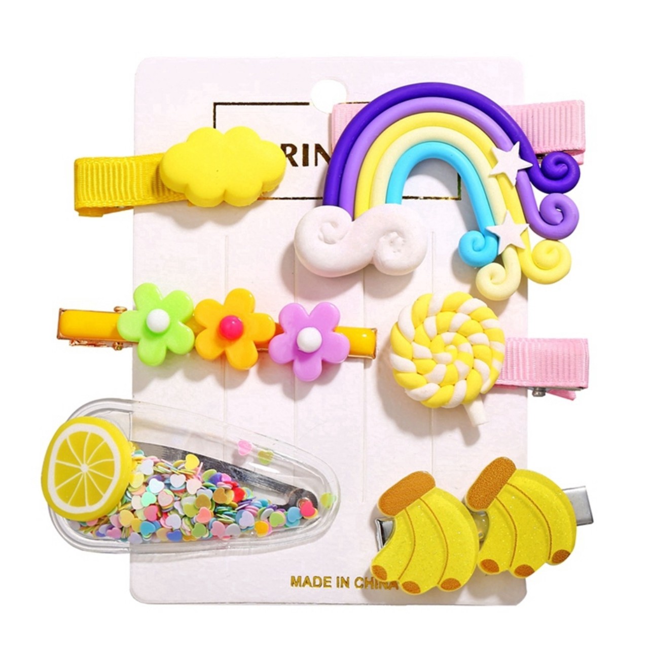[HCM]HCM- Set 6 kẹp tóc cầu vồng kẹo mút phong cách Hàn Quốc xinh xắn dễ thương cho bé gái đáng yêu -Selenshop