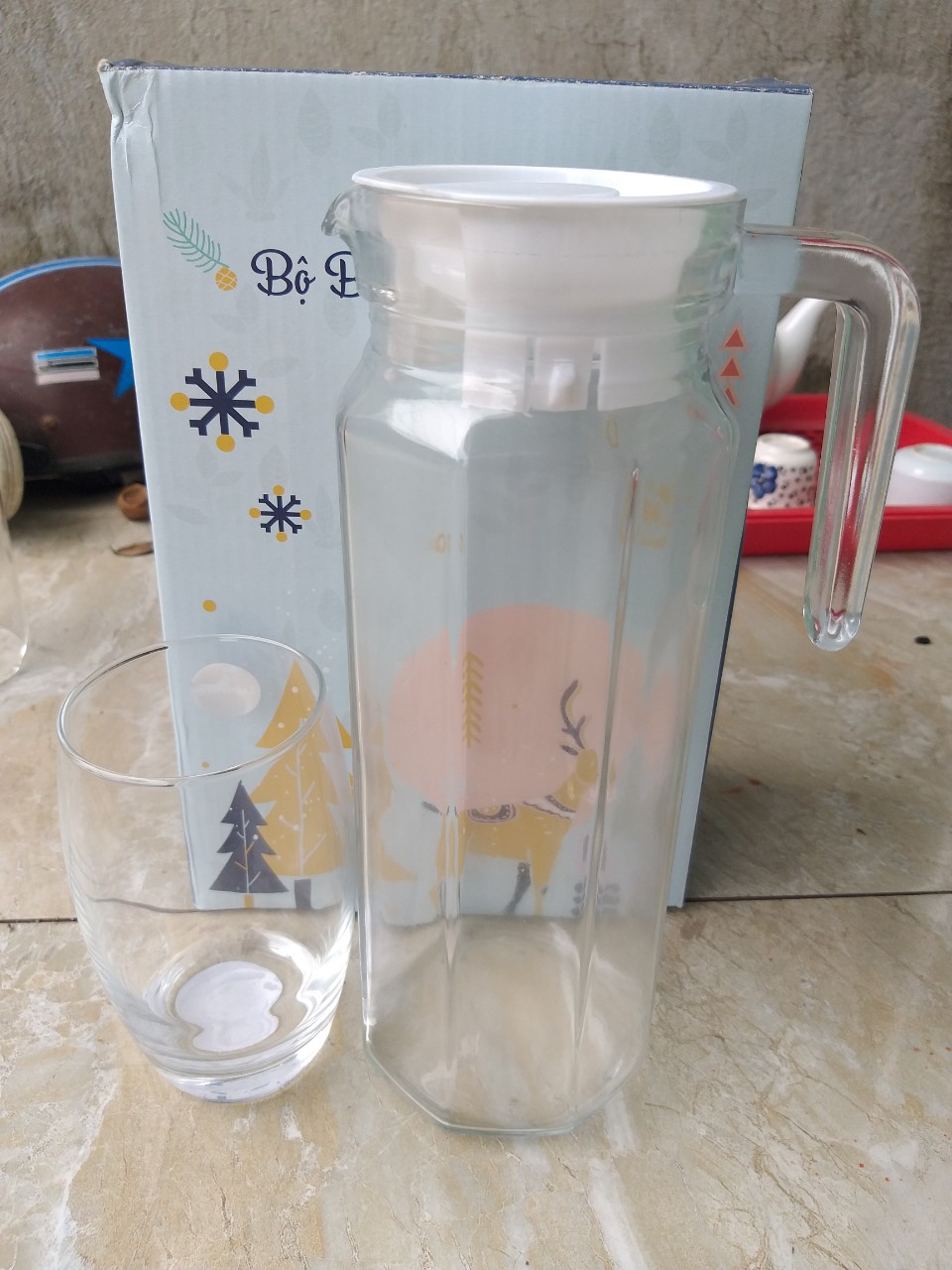 Vase Set with 2 Glass Cups
