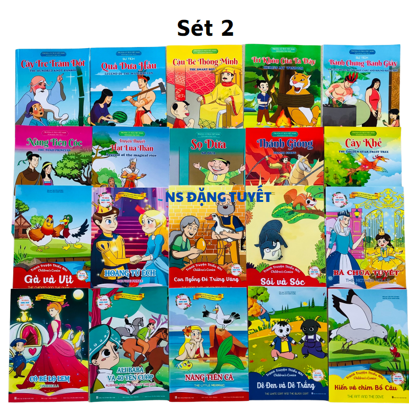 Combo 20 Quyển Truyện Tranh Cổ Tích Song Ngữ Cho Bé - Quét Mã QR Code Nghe Đọc Truyện Bằng Tiếng Việt