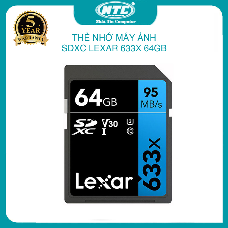Lexar 633x64GB UHS-I U3 V30 SDXC 90 MB/s write 45 MB/s (blue) hottest computer memory card