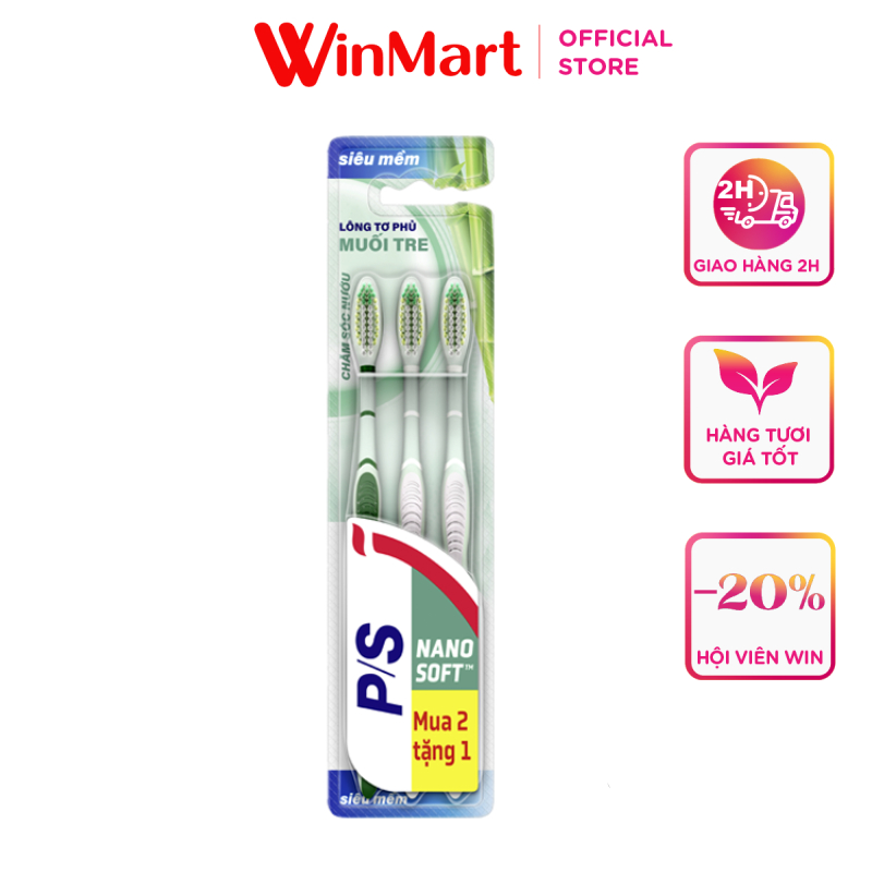 -Bộ 3 bàn chải P/S muối tre chăm sóc nướu