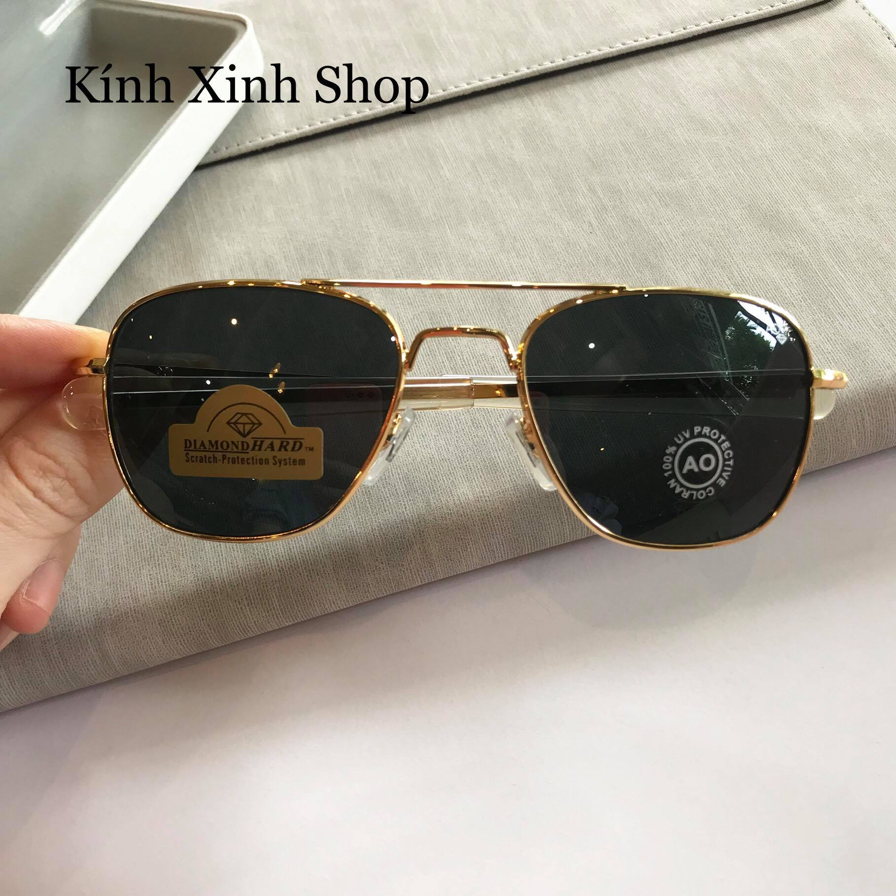 Kính râm nam cơn ao fullbox phụ kiện cao cấp - tròng thủy tinh