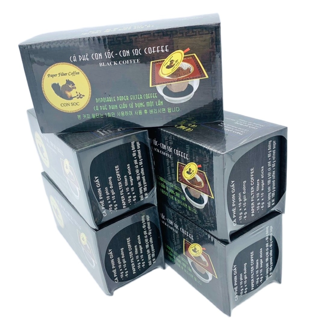 Hộp Cà phê Con Sóc Phin Lọc Đơn Đen( Combo 5 Hộp)
