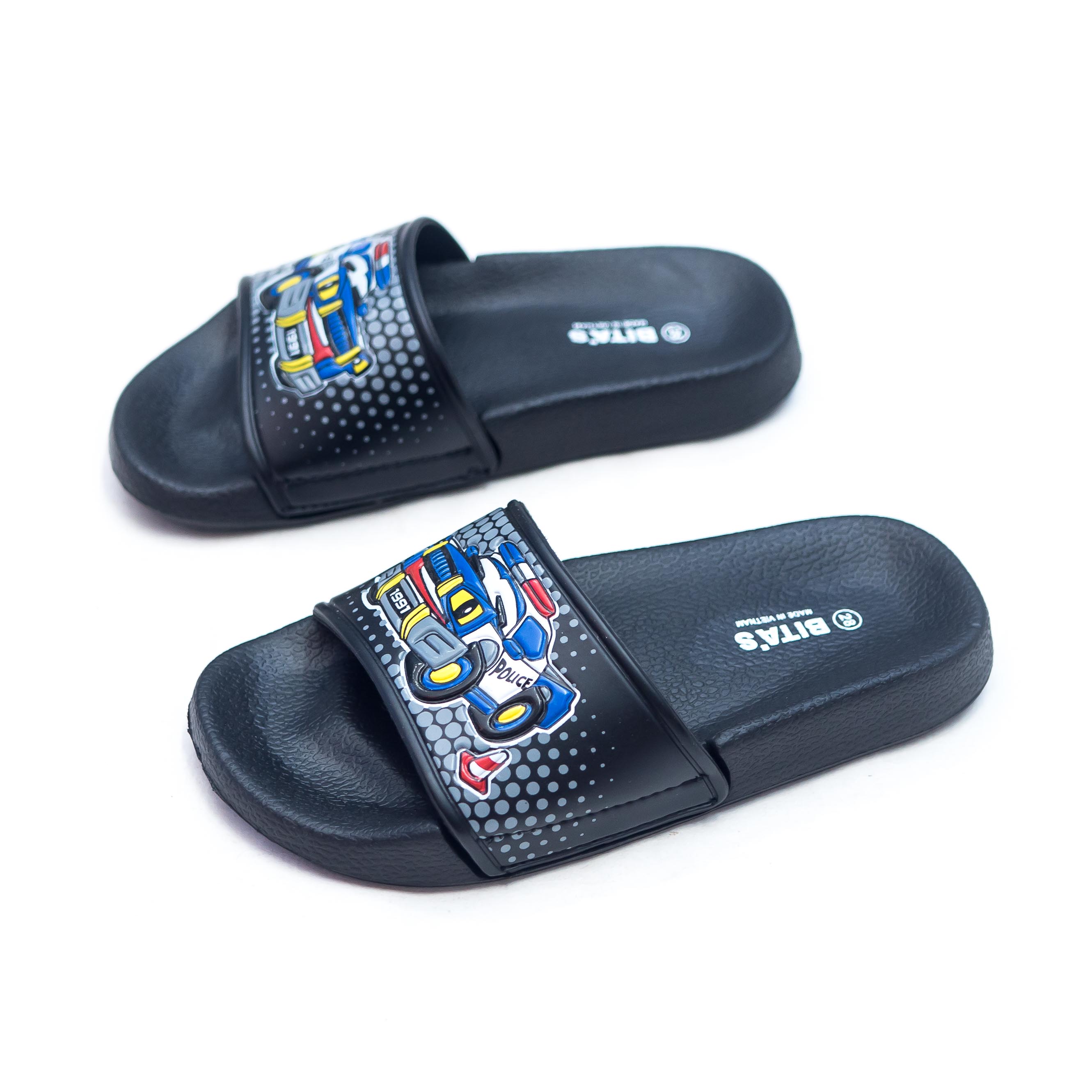 [Hoàn Xu] [FORM TO GIẢM 2 SIZE] DÉP LÊ QUAI NGANG BÉ TRAI BITA'S HOẠT HÌNH EBY.17 (ĐEN + ĐỎ + NAVY + XÁM) - BITAS
