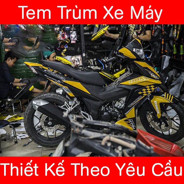 Tem trùm Winner vàng đen - Độ dán team trùm decal xe máy Winner vàng đen  - Team trùm decal xe máy Winner rẻ đẹp và chất