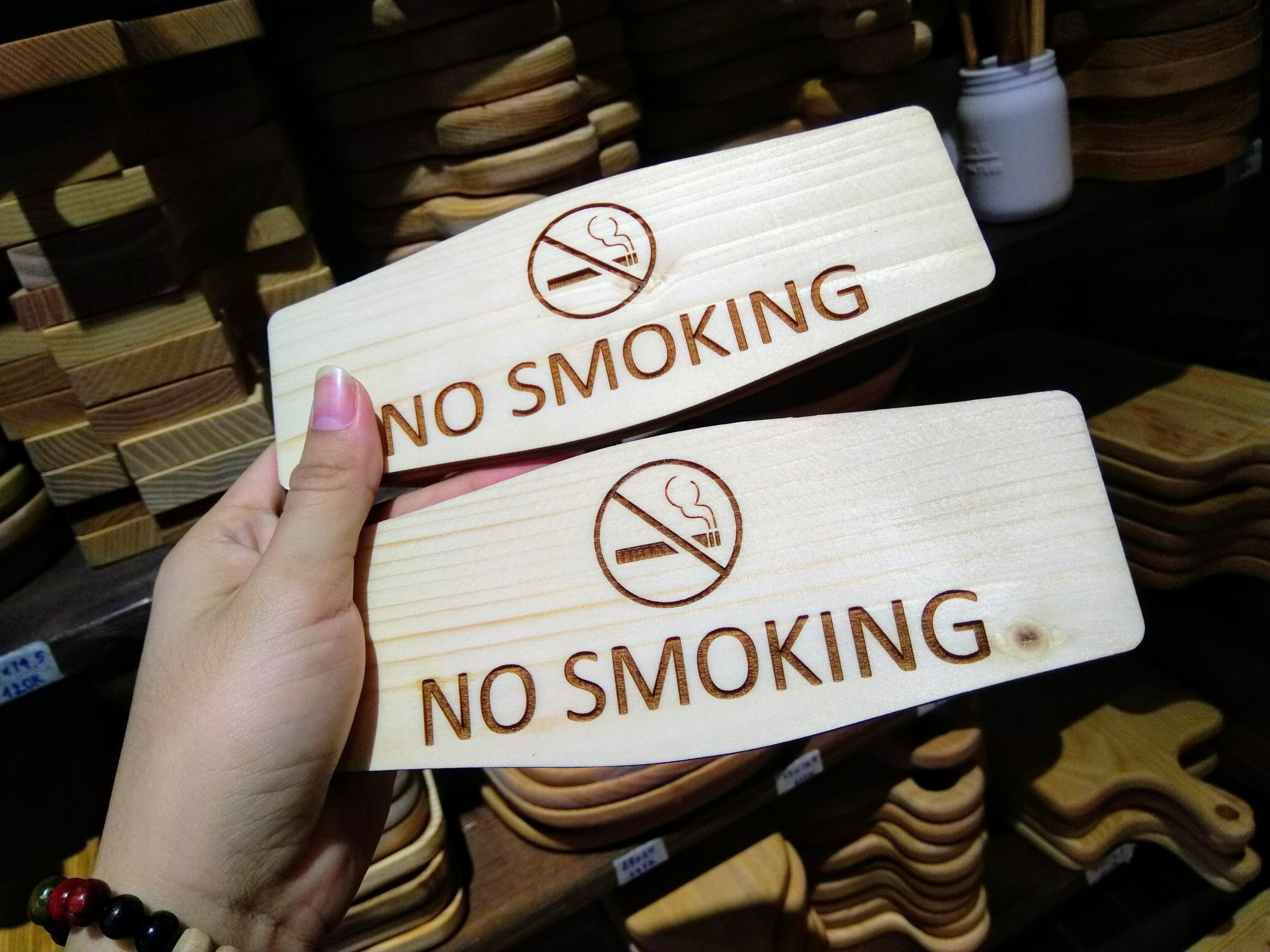 Bảng gỗ decor No smoking (17.5x7cm) - Xưởng LUXI decor