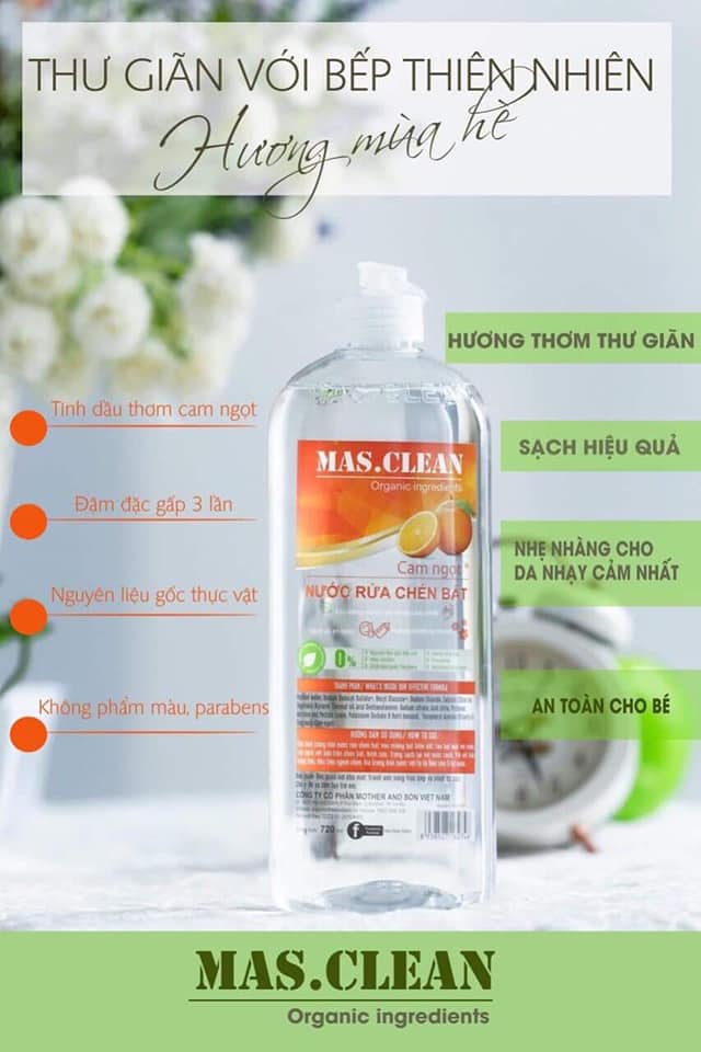 Nước rửa bát hữu cơ Mas Clean 720ml