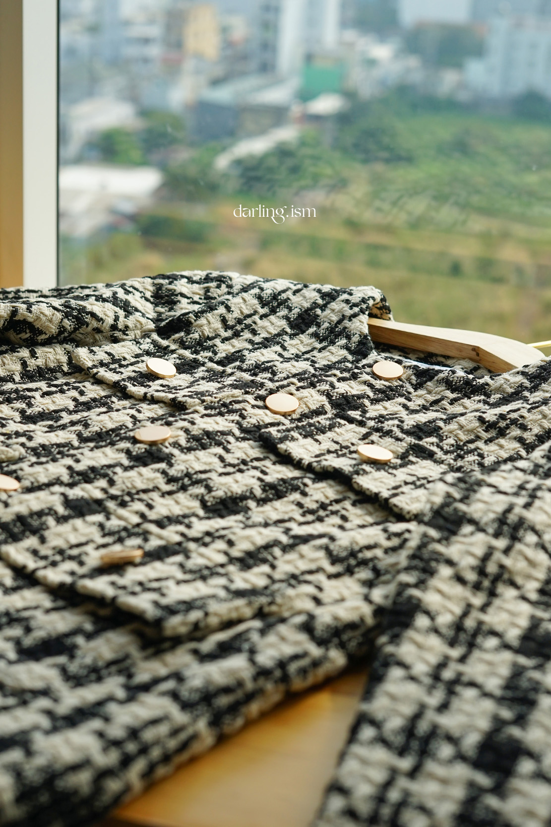 áo khoác tweed cổ tròn jade jacket - darling.ism