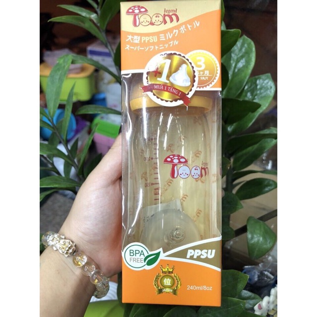 Bình Toom PPSU Nhật 80ml-240ml (kèm tặng 1 núm ti)