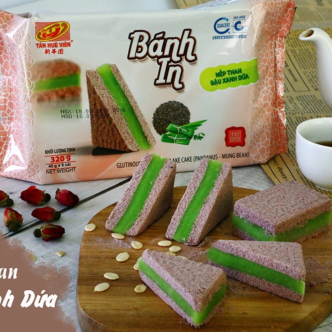 BÁNH IN NẾP THAN ĐẬU XANH DỨA (BỌC 8 MIẾNG)