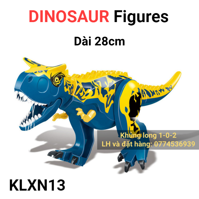 Đồ chơi khủng long carnotaurus mẫu 2 xanh dương dài 28cm x cao 12cm