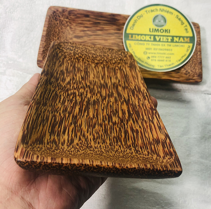 [HCM]Dĩa Gỗ Dừa Hình Chữ Nhật 21x9.5x2cm