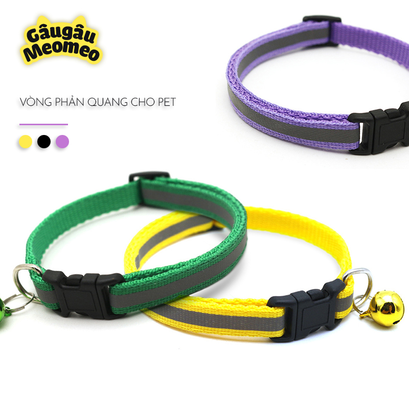 Vòng cổ chó mèo phản quang có chuông (Dài: 20-35cm; rộng: 1cm)