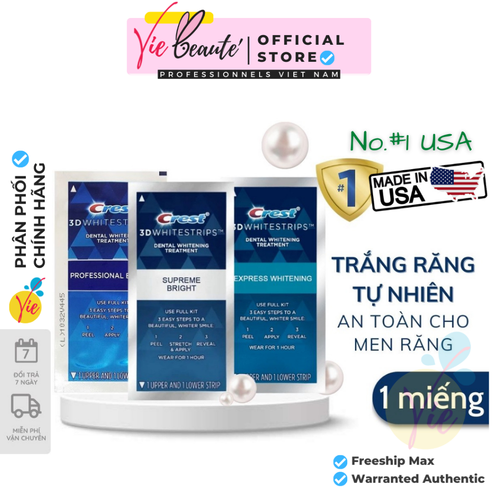Miếng dán trắng răng Crest White Effects - Crest 3D Whitestrips Supreme Professional