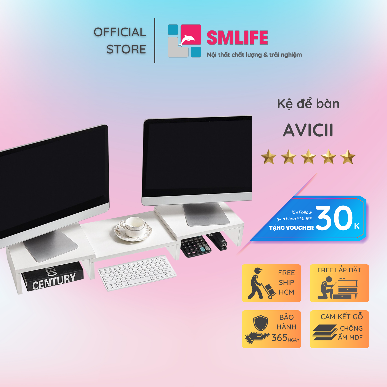 Kệ sách gỗ để bàn kệ sách mini SMLIFE Avicii