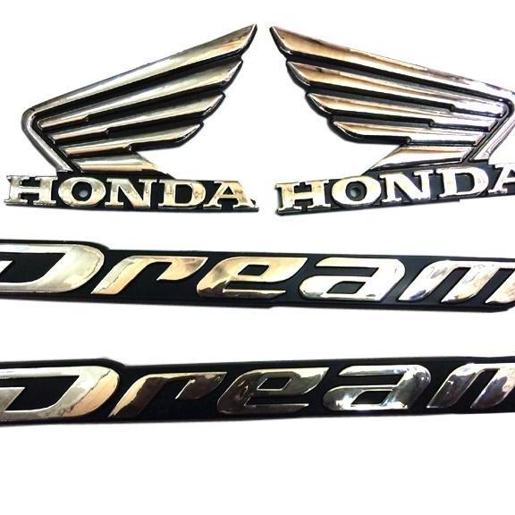 Bộ tem honda Dream vàng chữ nổi 6 miếng