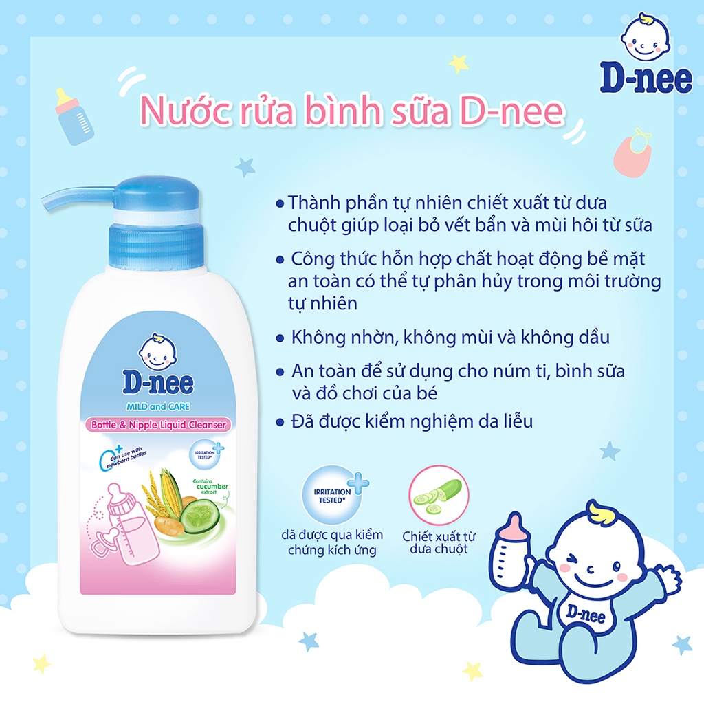 [HCM]Nước rửa bình sữa Dnee Chai 500ml