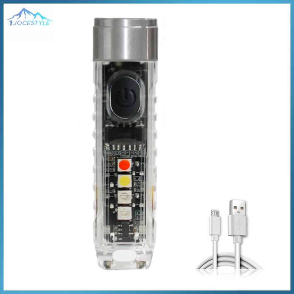 Mini Keychain Flashlight LED Pocket Torch Lamp USB Emer-gency Hiking Lights