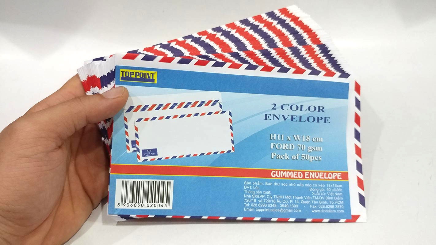 Bao Thư Sọc Nhỏ Nắp Xéo Có Keo (50 Cái/Lốc)