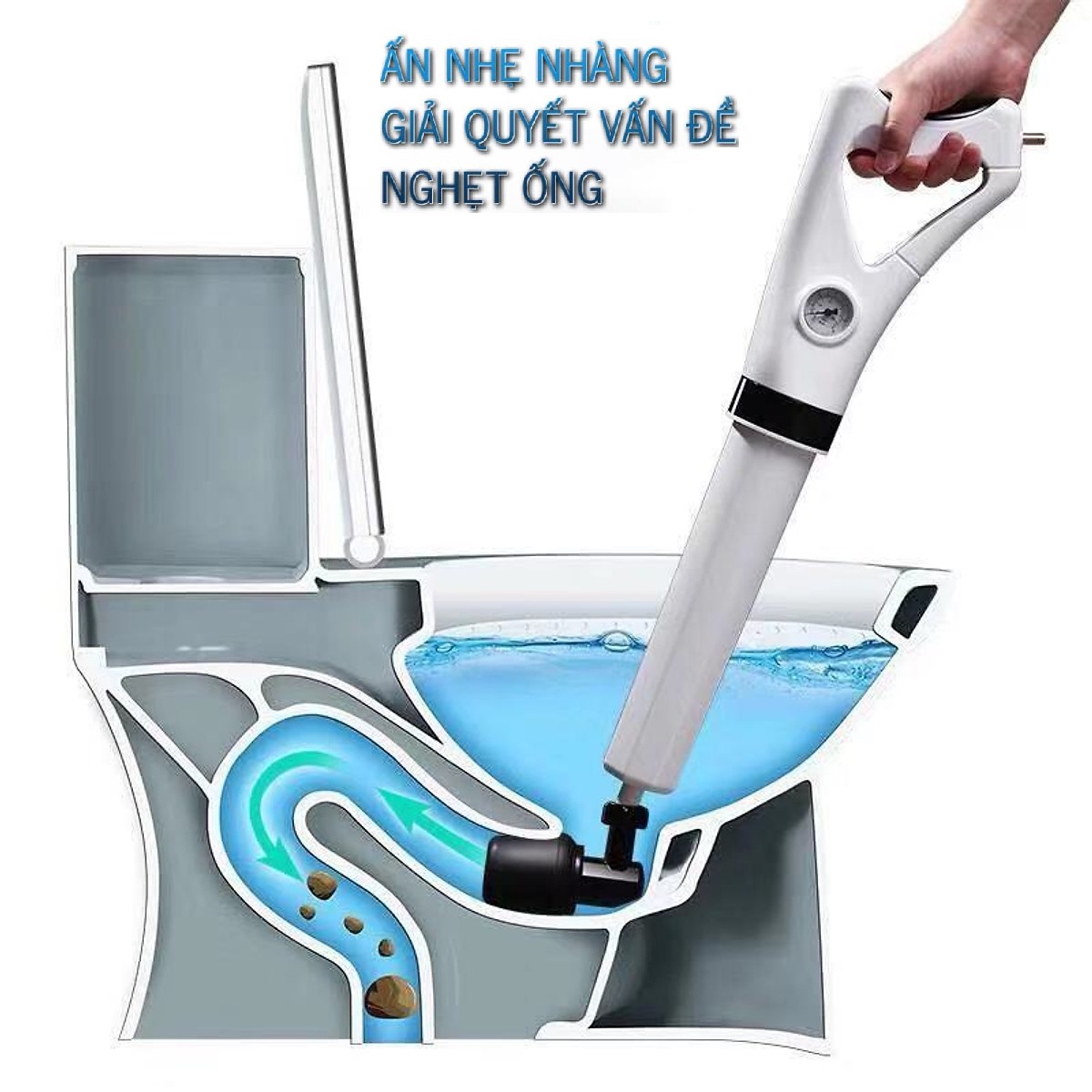 DỤNG CỤ THÔNG TẮC BỒN CẦU CỐNG NƯỚC BẰNG KHÍ NÉN - ống nước, chậu rửa bằng nén khí cao áp loại thường - Bồn cầu bị nghẹt - Máy thông tắc cống nghẹt - Máy thông tắc bồn cầu nghẹt