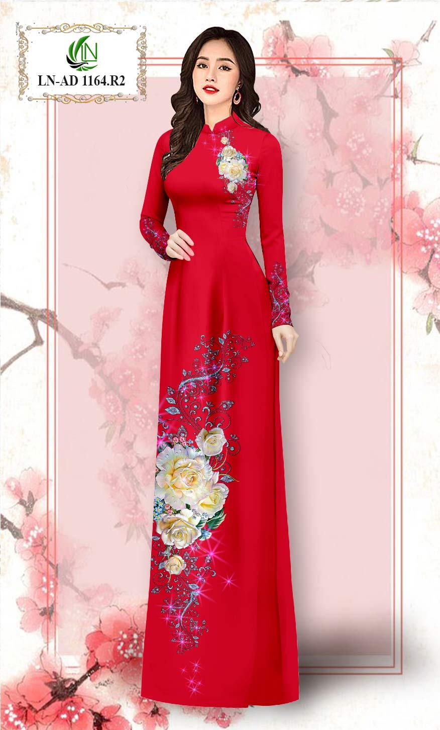 Bộ vải áo dài 3d /vải chưa may