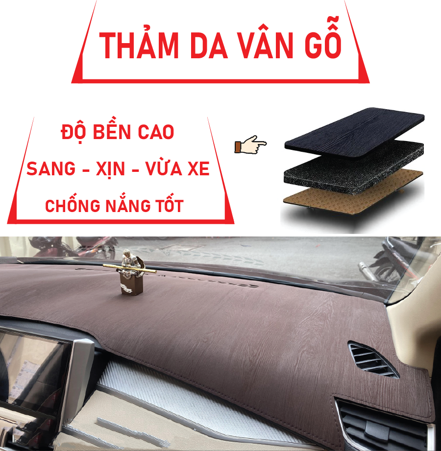 Thảm taplo ford focus, da carbon, vân gỗ, nhung có lớp chống trượt cao cấp