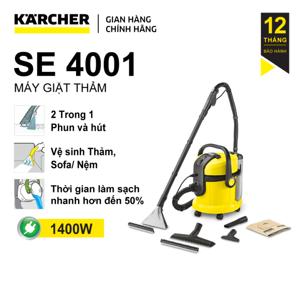 Máy làm sạch thảm (giặt thảm), ghế sofa và hút bụi đa năng Karcher SE 4001 công suất trên 1000 watts