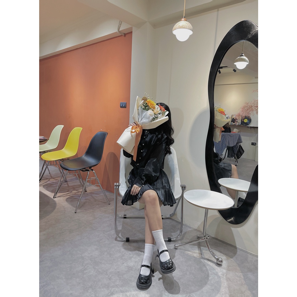 Set váy sơ mi cổ tàu hàng thiết kế by Basic.room