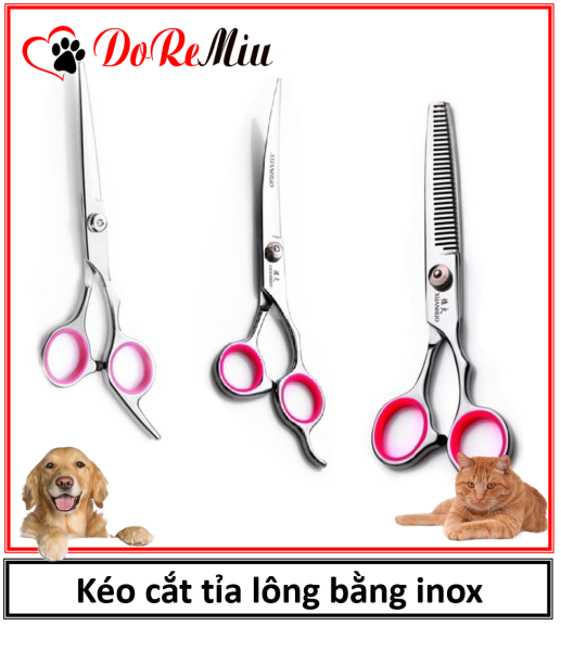 Doremiu - (ban lẻ 1 cái) Kéo cắt tỉa lông chó mèo bằng inox 6inch (3 loại kéo thẳng kéo cong kéo tỉa) kéo cắt lông thú cưng
