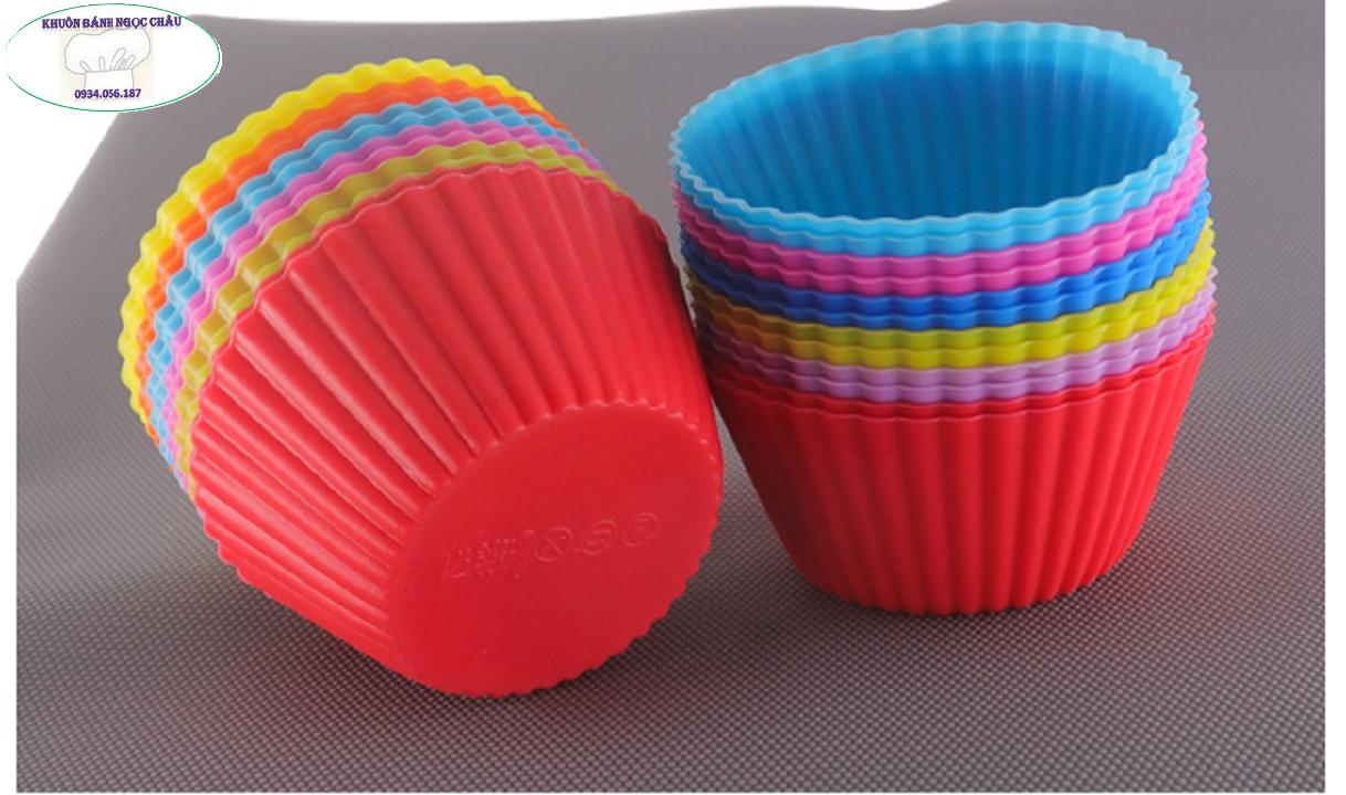Combo 12 khuôn silicon làm bánh cupcake, bột lọc