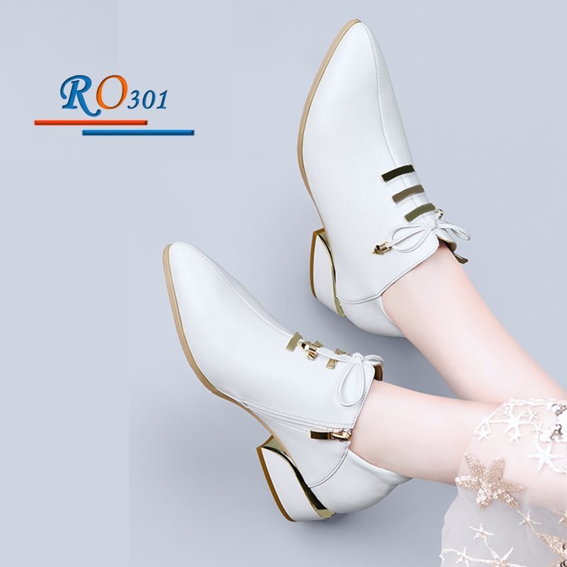 Giày bốt nữ cổ ngắn hàng hiệu Rosata RO301