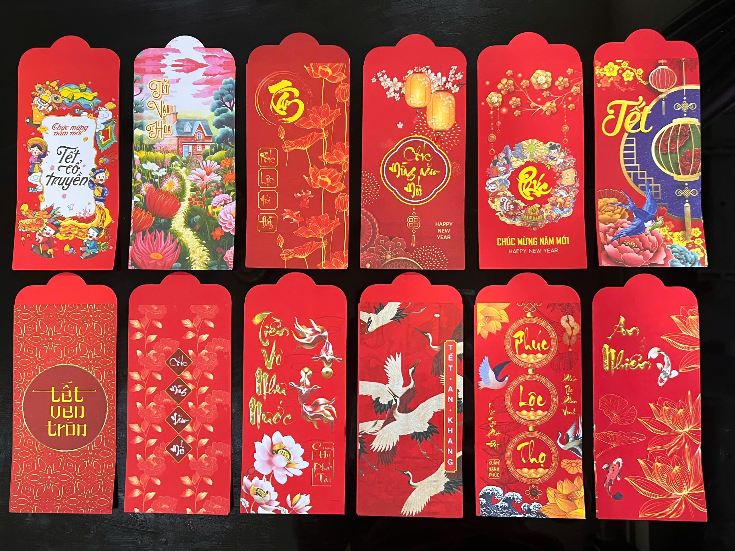 [Sỉ lì xì truyền thống] Combo 2000 bao lì xì tết Quý Mão 2025 (kèm túi nilong)