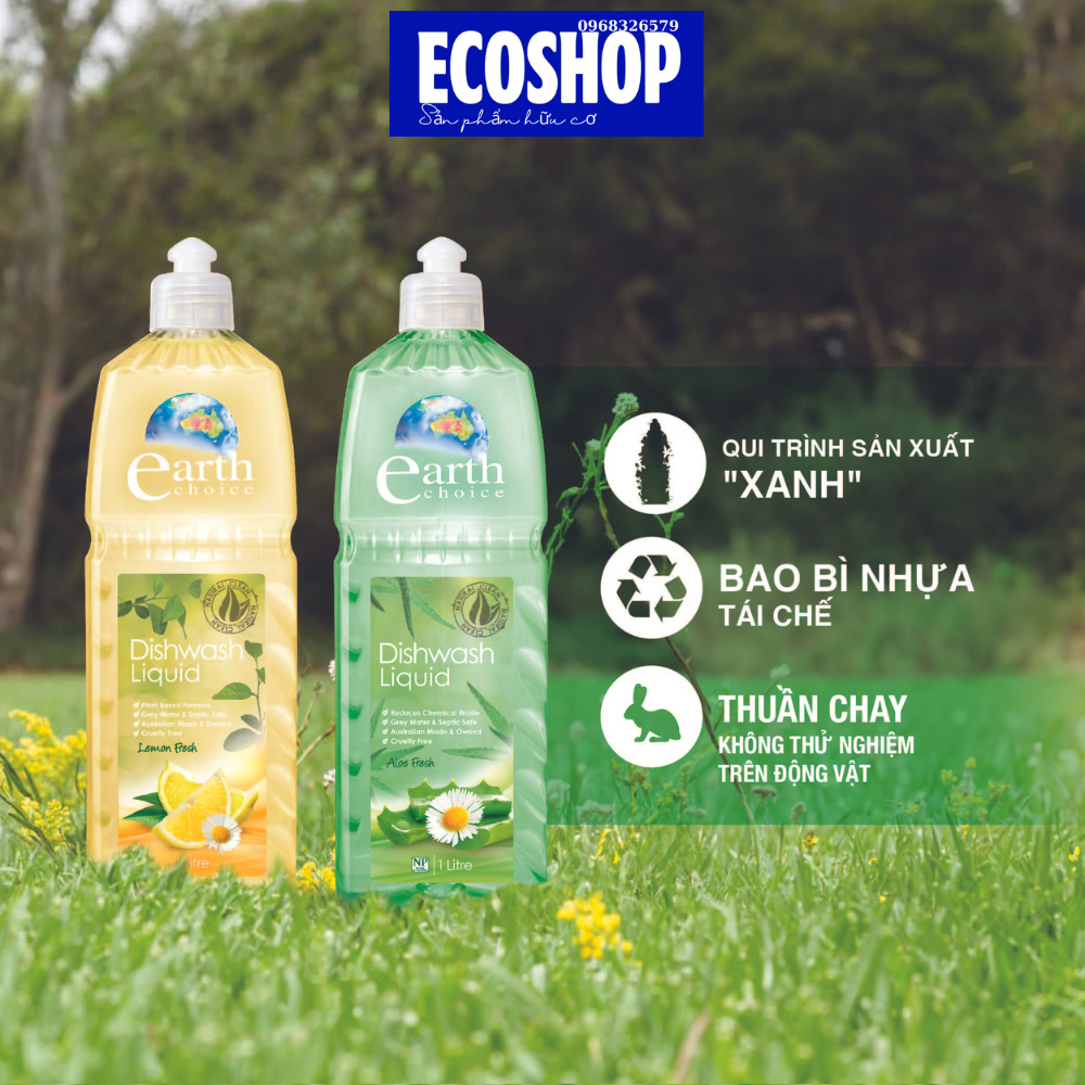 Nước rửa chén bát đậm đặc hữu cơ Earth Choice - 1 Lít - NK Úc