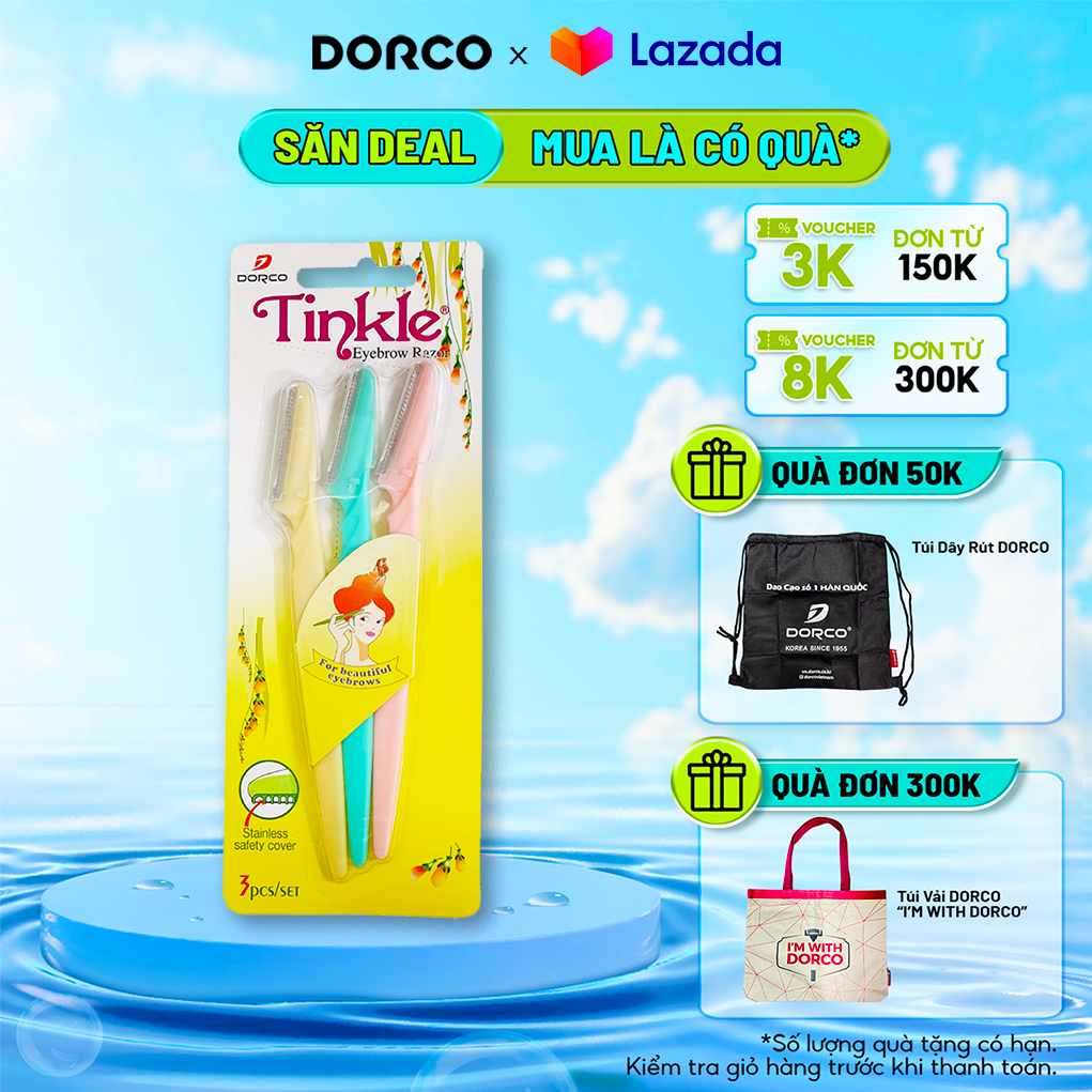 Vỉ 3 Dao Cạo Chân Mày Dorco Tinkle Eyebrow (1vỉ/3 dao cạo)