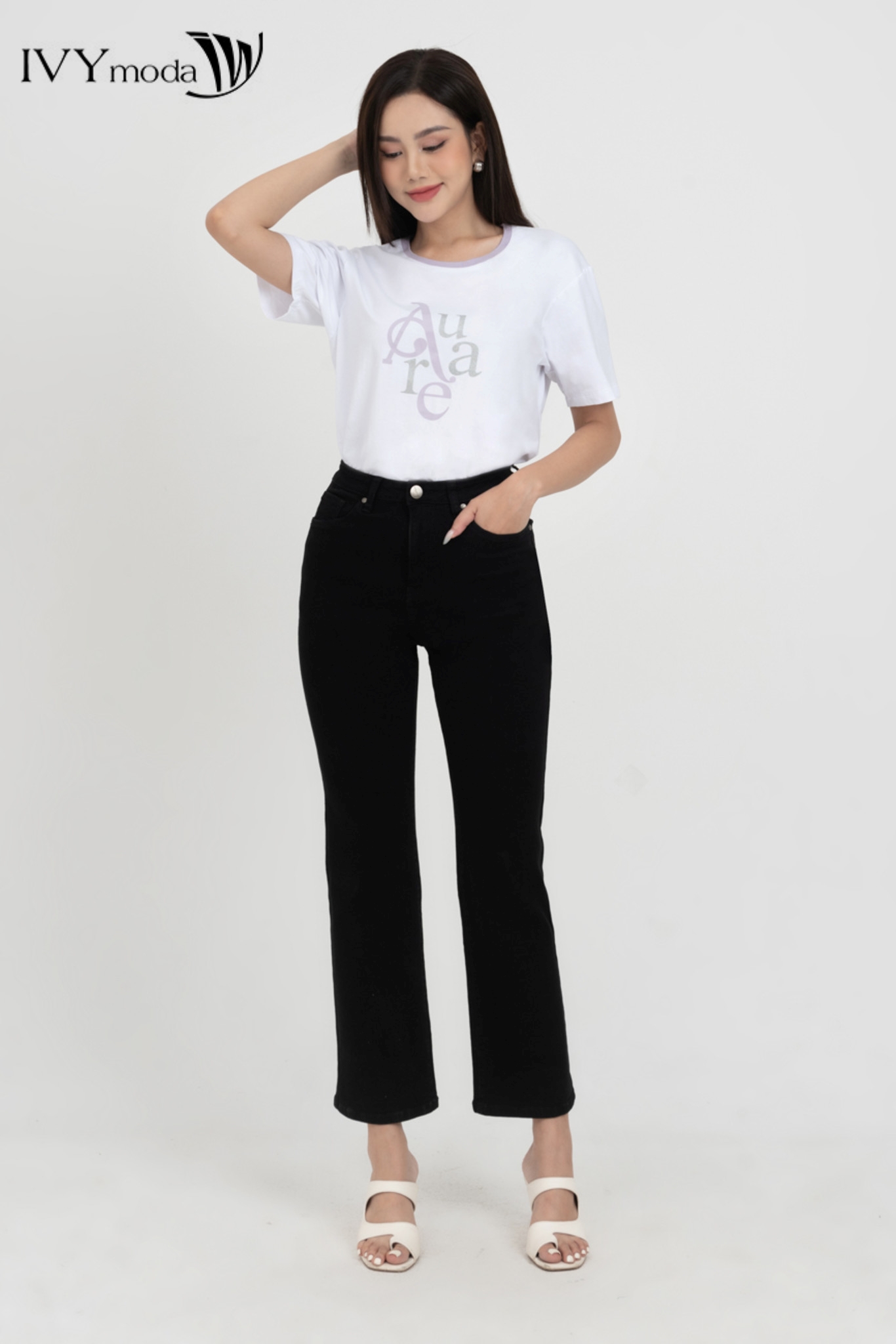 Áo thun Auare ( viền cổ màu ngẫu nhiên) IVY moda MS 57M8381