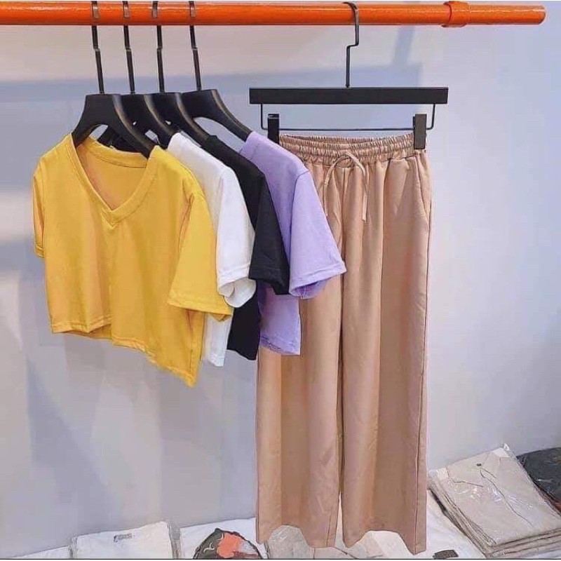 [HCM]{ RẺ SIÊU RẺ } áo croptop trơn cổ tim