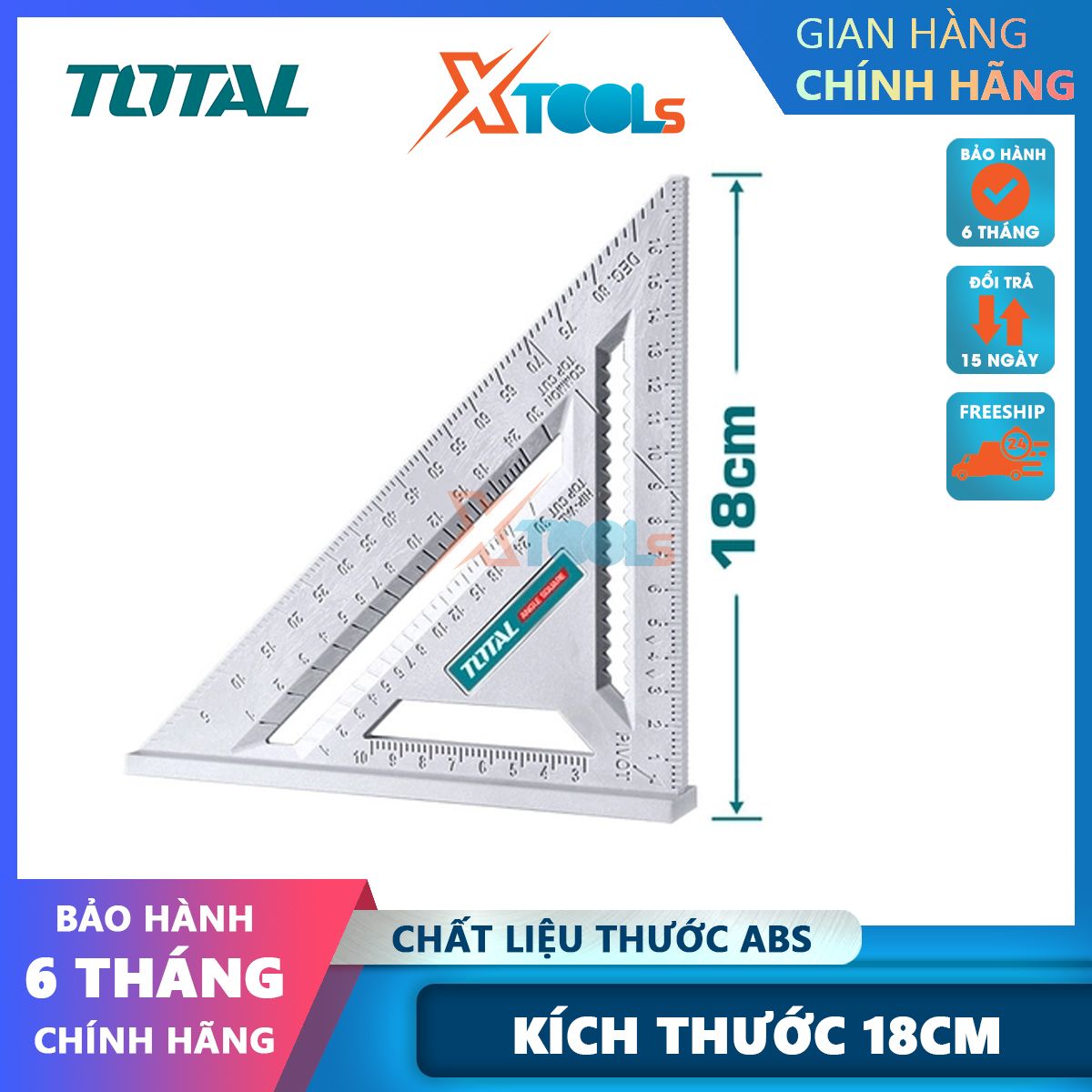 180mm total tmt61212 square ruler solid ABS plastic metric gauge system easy to read square edge xtools