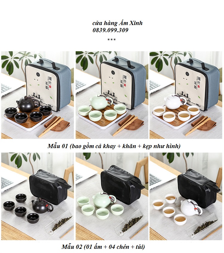 Bộ ấm chén sứ pha trà du lịch