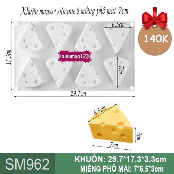 [HCM]Khuôn silicon làm thạch hình 8 phomai 7cm
