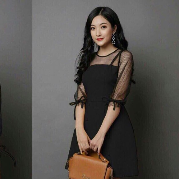 Đầm Nữ ( Váy Nữ ) Cát Hàn Phối Lưới Thời Trang Bambo