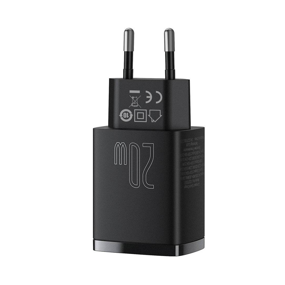 Cục sạc Baseus Compact Quick 20W 1x USB-A/ 1x Type-C (Đen) - Bảo hành 12 tháng
