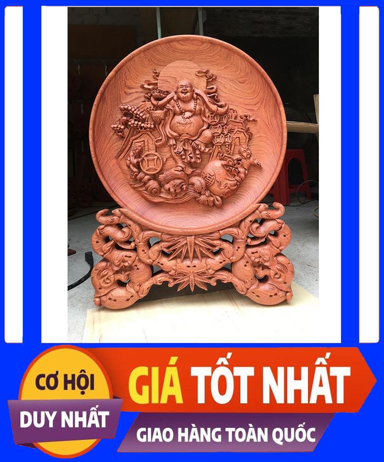 Đĩa Gỗ Hương Phong Thủy Chạm Khắc Tinh Xảo 32cm