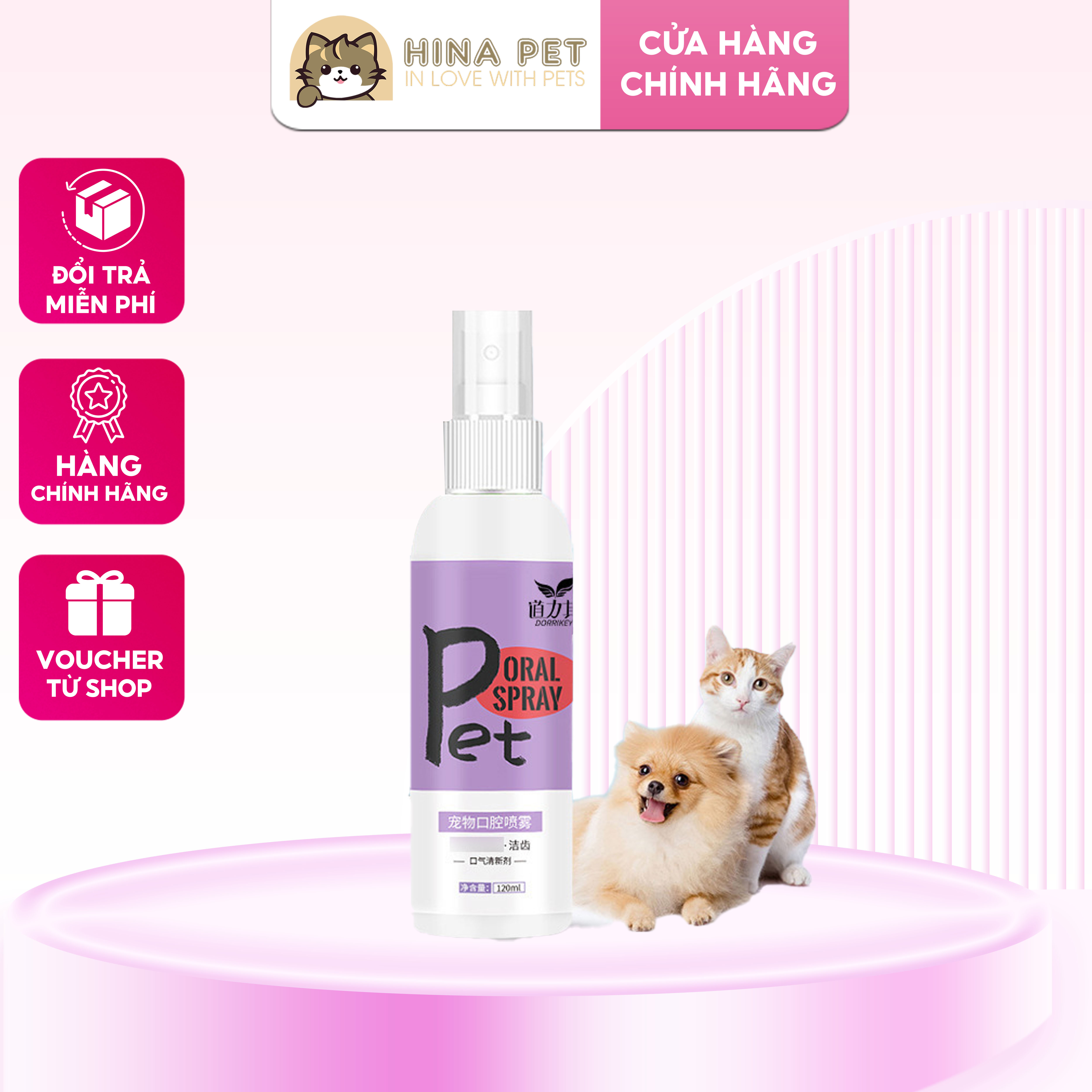 Xịt Miệng Vệ Sinh Khử Mùi Hôi Răng Miệng Cho Chó Mèo Oral Spray Pet 120ml