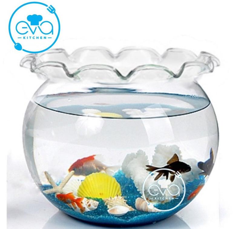 [HCM]Hồ Cá Bể Cá Thuỷ Tinh Miệng Bèo B12 30 x 25  Cm Tặng Kèm Sỏi Và Rong Trang Trí