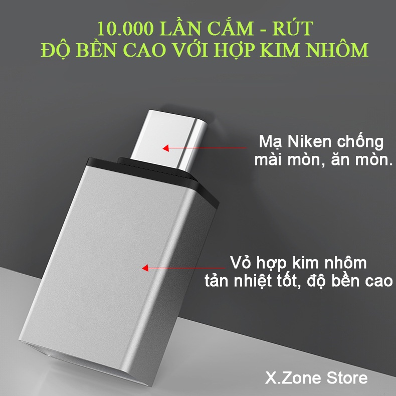 Đầu chuyển OTG Type C sang USB 3.0 cho laptop,macbook, android.