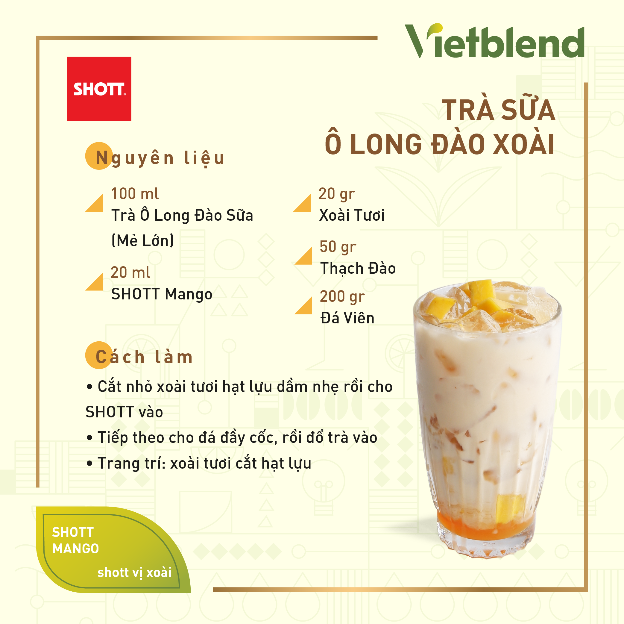 Syrup Pha Chế SHOTT - Vị Xoài (Mango) - Chai 1.5L