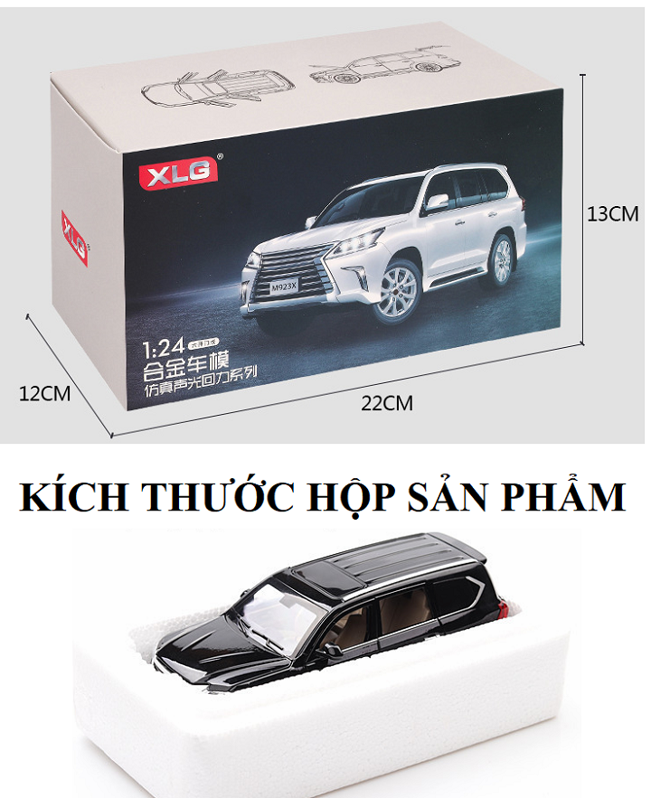 Mô hình xe ô tô LX570 XLG 1:24 bằng kim loại xe chạy cót mở được cửa có đèn và âm thanh động cơ mô hình xe đồ chơi trẻ em